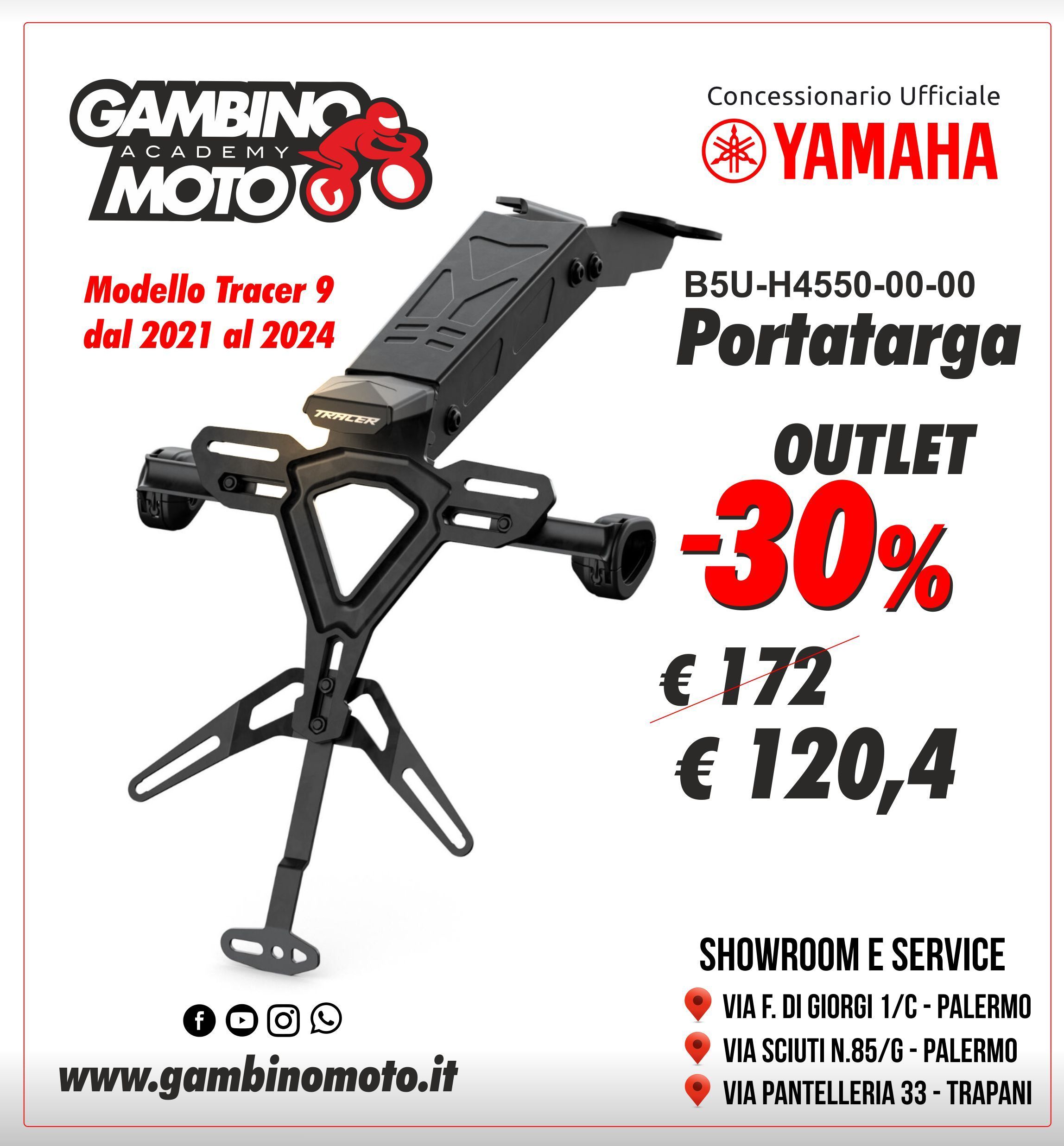 vendita Portatarga, Gambino moto concessionaria moto Yamaha Palermo, Trapani