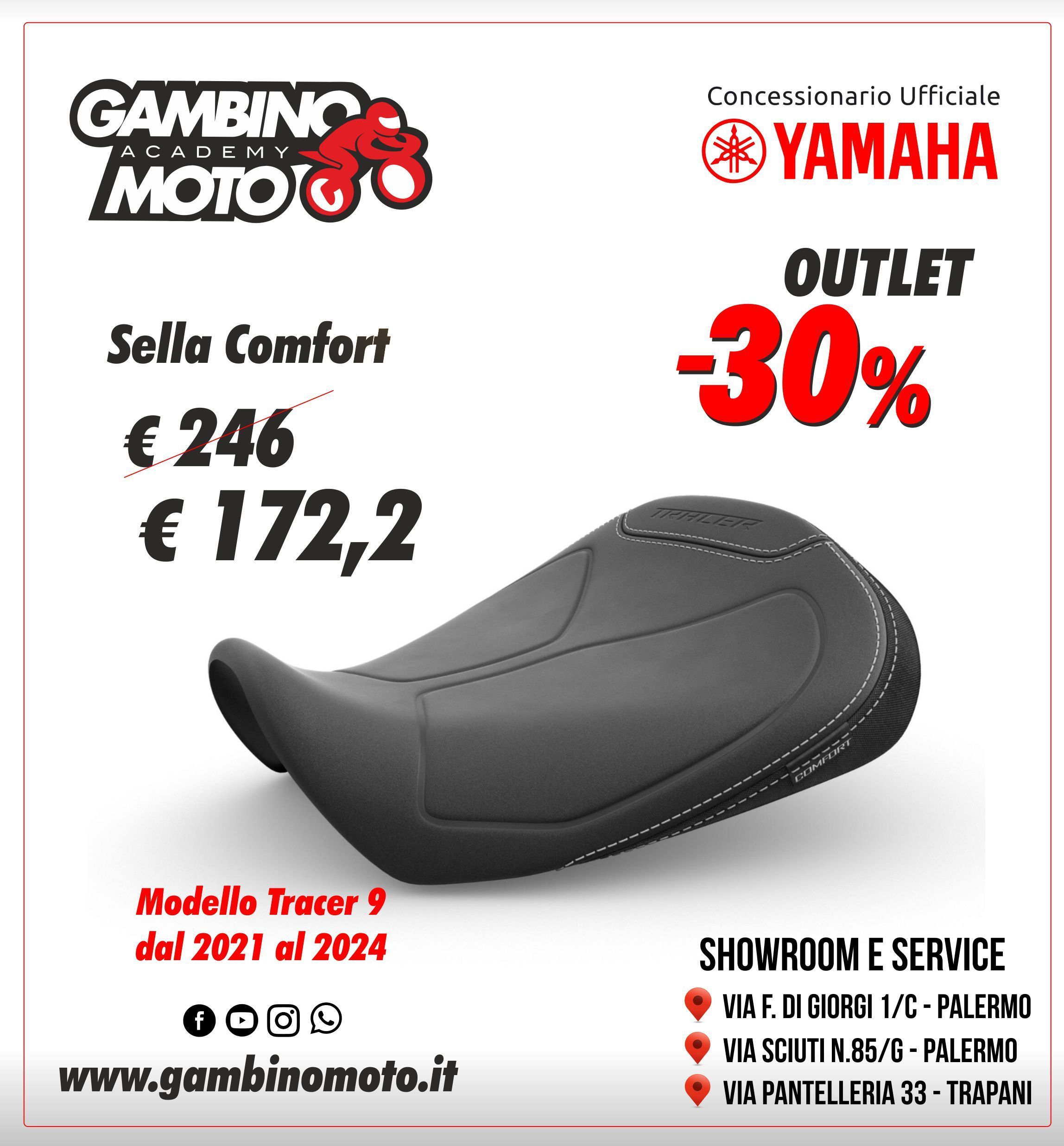 vendita Sella Comfort, Gambino moto concessionaria moto Yamaha Palermo, Trapani